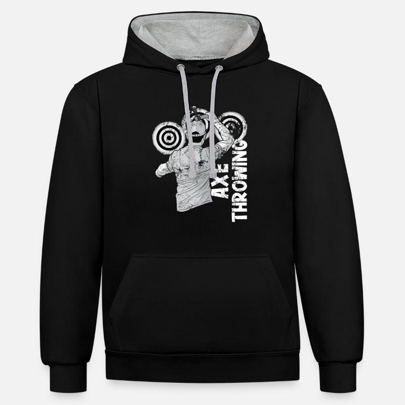 Lancer une hache - Sweat à capuche contrasté - noir/gris chiné