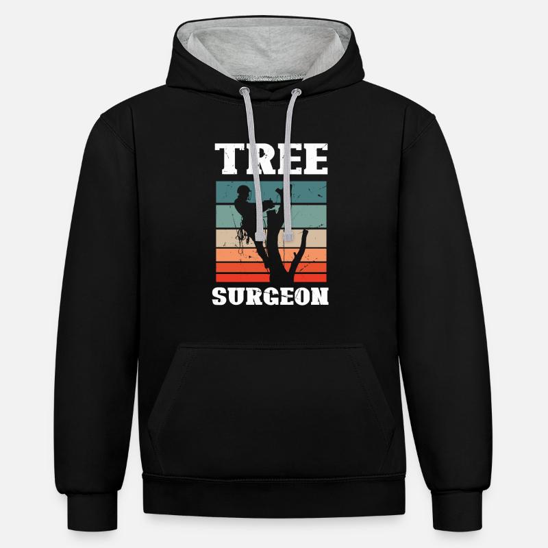 Bûcheron tronçonneuse arboriste - Sweat à capuche contrasté - noir/gris chiné