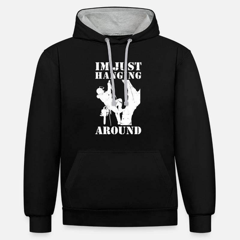 Bûcheron tronçonneuse arboriste - Sweat à capuche contrasté - noir/gris chiné