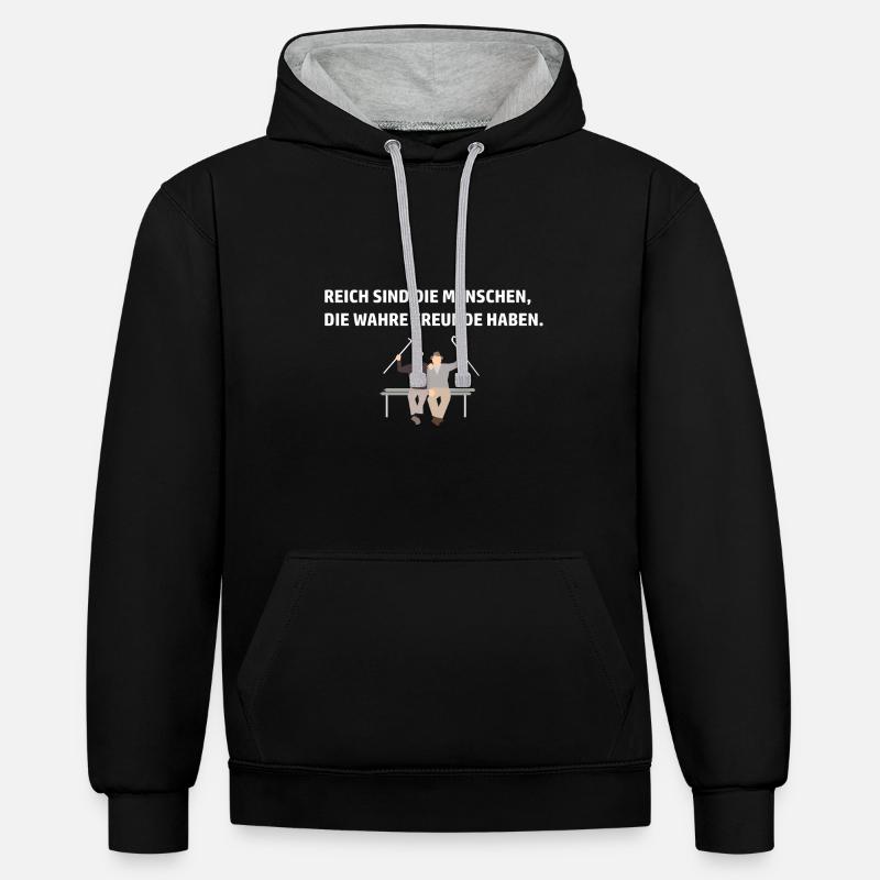 Freundschaft Spruch Geschenkidee - Kontrast-Hoodie - Schwarz/Grau meliert