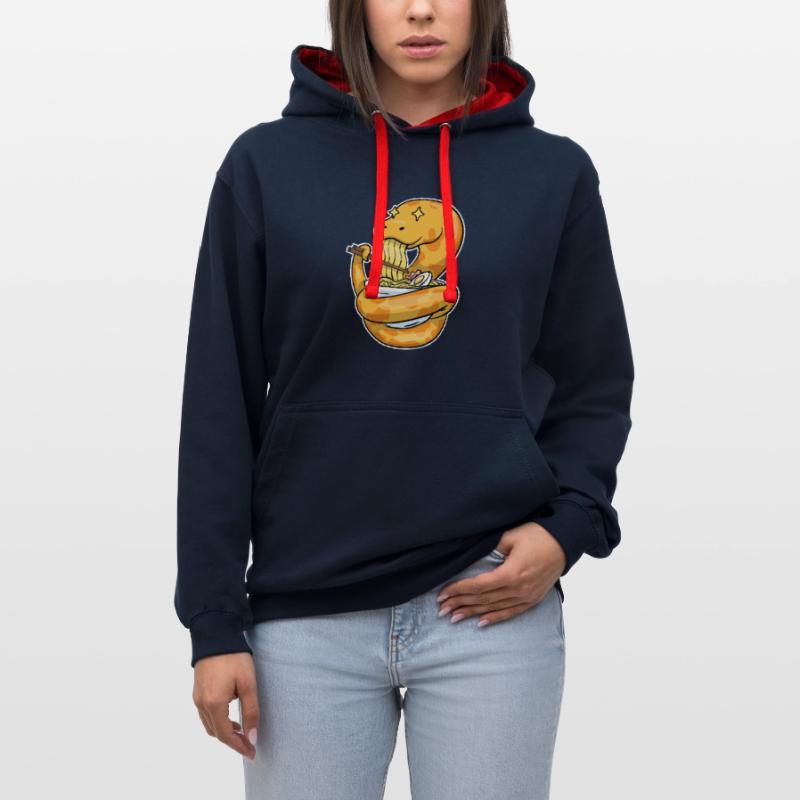 King python eating ramen Contrast hoodie