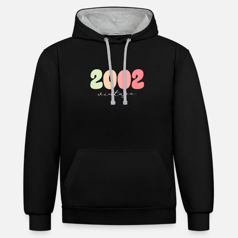 Millésime Millésime 2002 Anniversaire - Sweat à capuche contrasté - noir/gris chiné