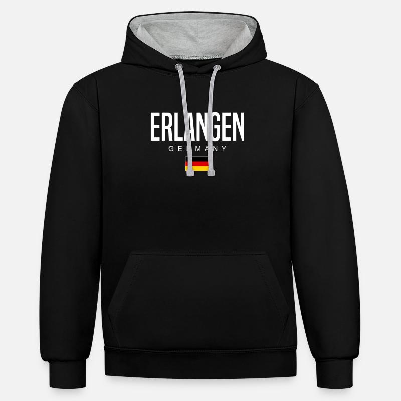 Acquérir - Sweat à capuche contrasté - noir/gris chiné