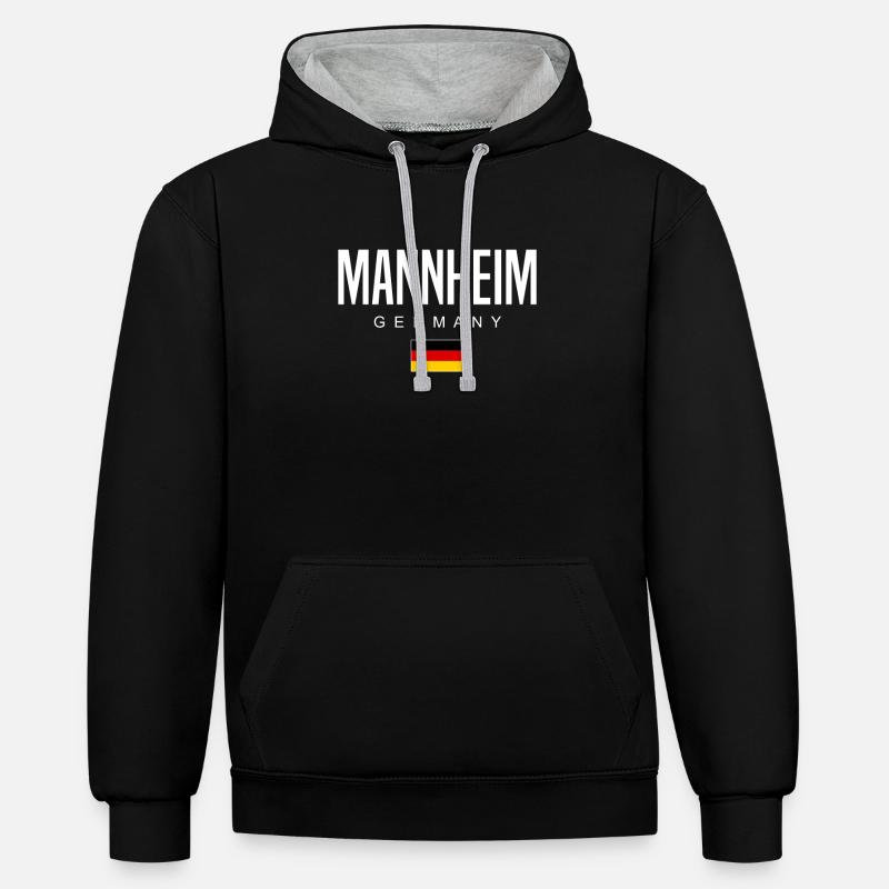 Mannheim - Sweat à capuche contrasté - noir/gris chiné