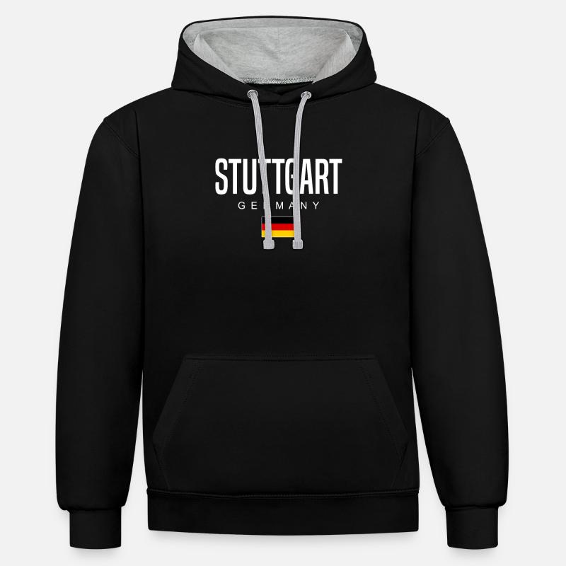 Stuttgart - Sweat à capuche contrasté - noir/gris chiné