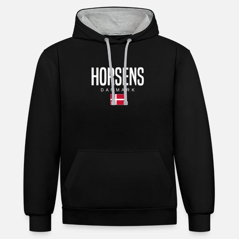 Horsens, Danemark - Sweat à capuche contrasté - noir/gris chiné