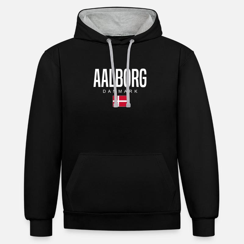 Aalborg, Danemark - Sweat à capuche contrasté - noir/gris chiné