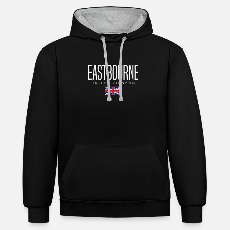 Eastborne, Royaume-Uni - Sweat à capuche contrasté - noir/gris chiné