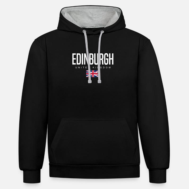 Édimbourg, Royaume-Uni - Sweat à capuche contrasté - noir/gris chiné