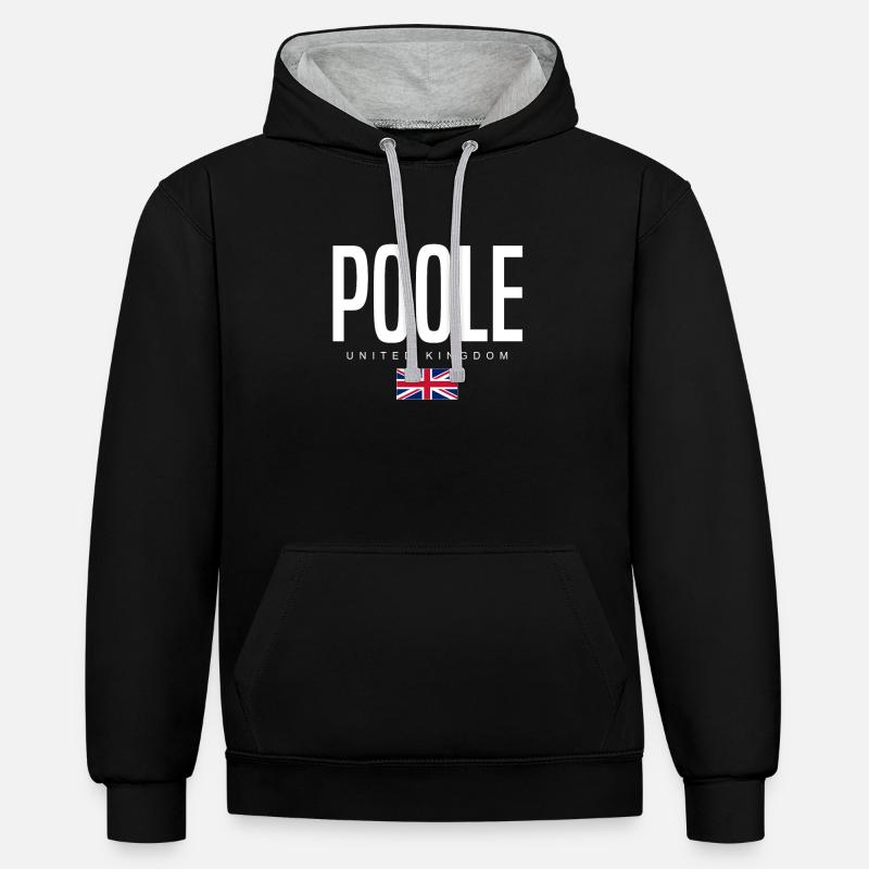 Poole, Angleterre, Royaume-Uni - Sweat à capuche contrasté - noir/gris chiné