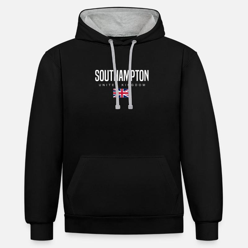 Southampton, Angleterre, Royaume-Uni - Sweat à capuche contrasté - noir/gris chiné