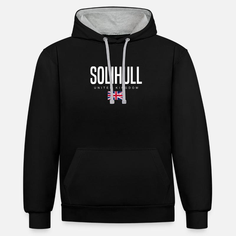 Solihull, Angleterre, Royaume-Uni - Sweat à capuche contrasté - noir/gris chiné