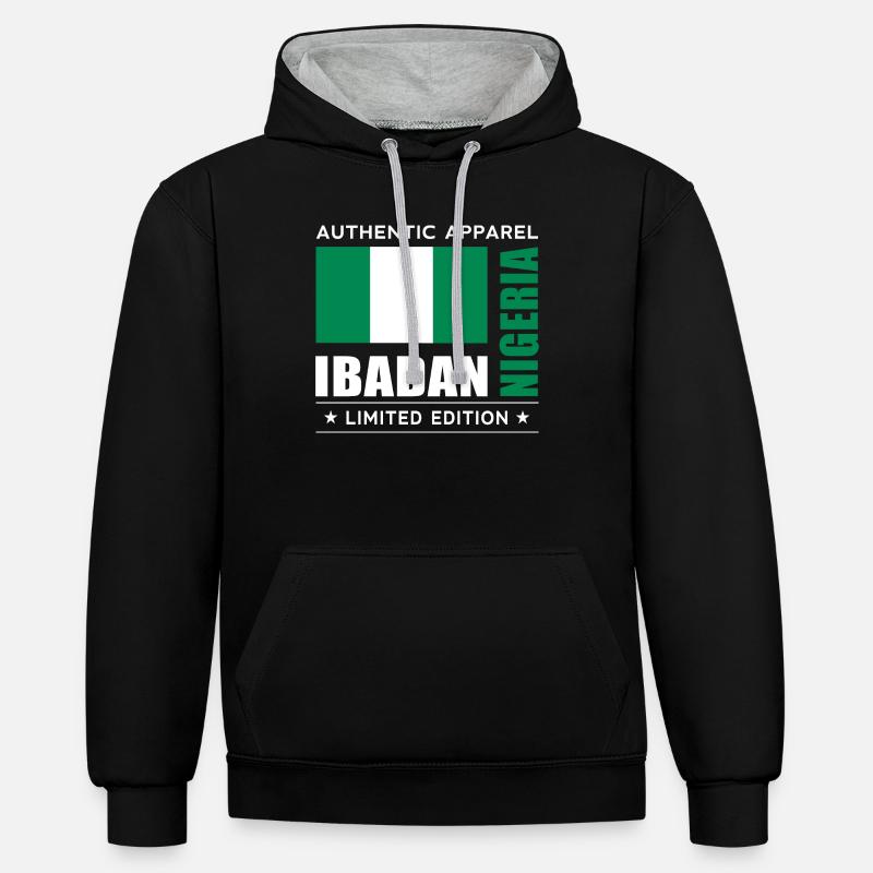 Ibadan - Sweat à capuche contrasté - noir/gris chiné