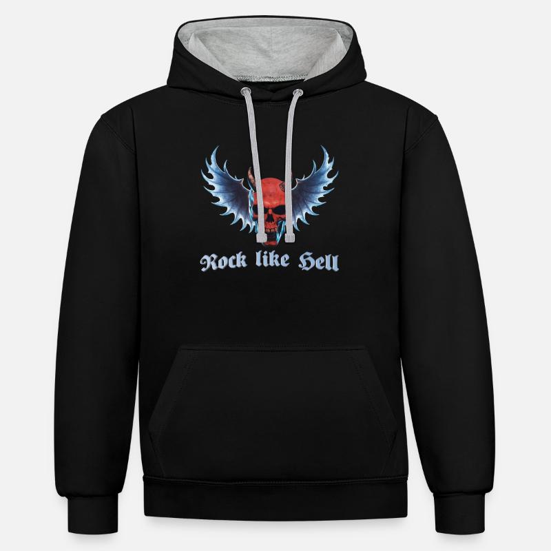 Wing Devil 2024 02 - Sweat à capuche contrasté - noir/gris chiné