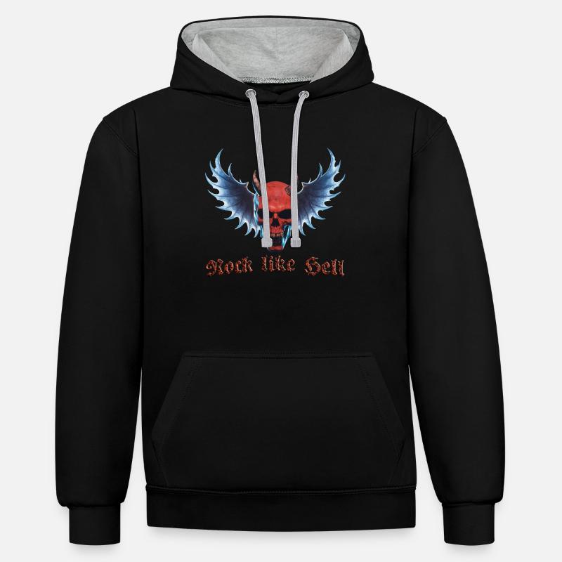 Wing Devil 2024 01 - Sweat à capuche contrasté - noir/gris chiné