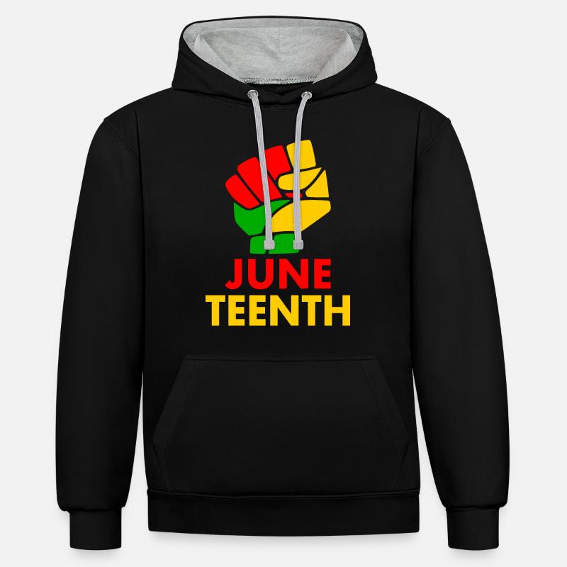 juneteenth - Kontrast-Hoodie - Schwarz/Grau meliert
