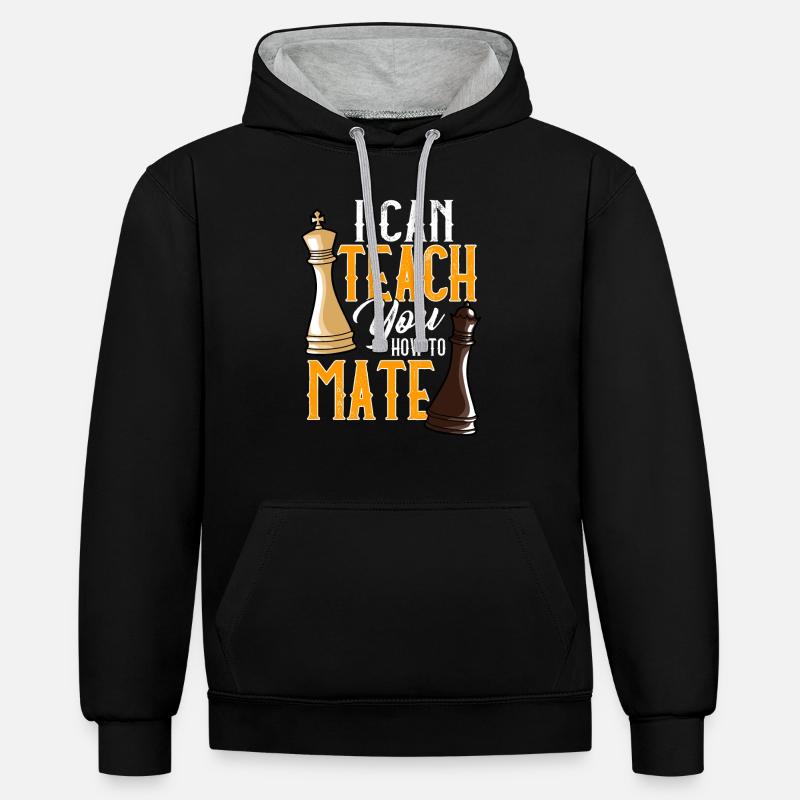 Joueurs d’échecs Échecs - Sweat à capuche contrasté - noir/gris chiné
