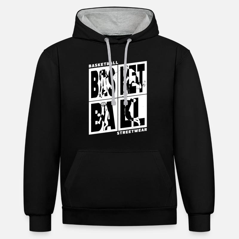 Basketteur Basketteur Noir Blanc - Sweat à capuche contrasté - noir/gris chiné