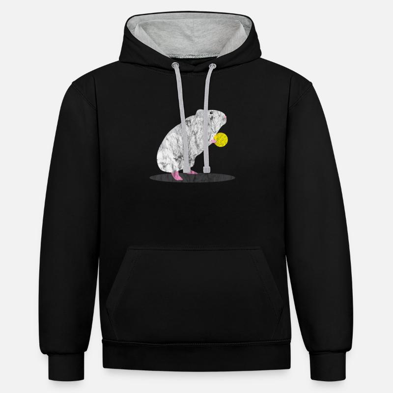 Animaux rat et fromage - Sweat à capuche contrasté - noir/gris chiné
