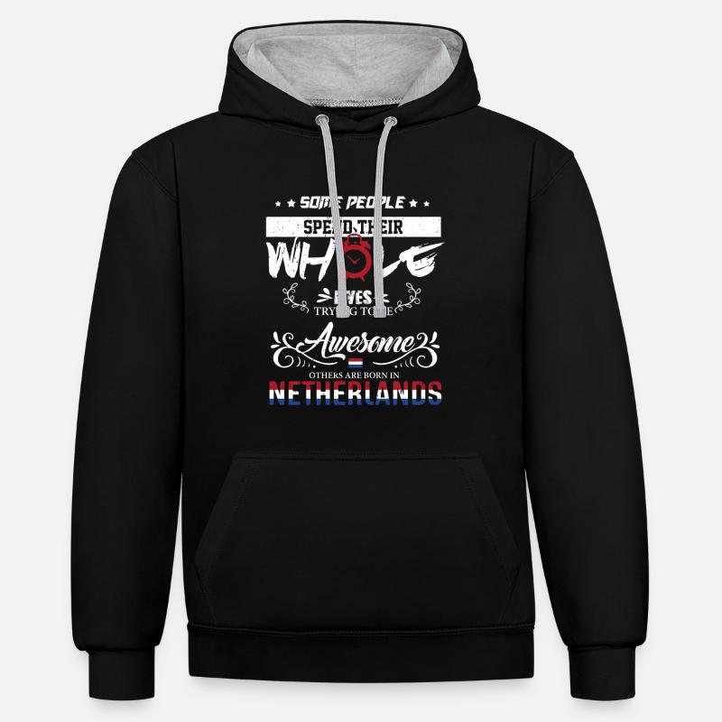 Pays-Bas Pays-Bas Pays-Bas Né - Sweat à capuche contrasté - noir/gris chiné