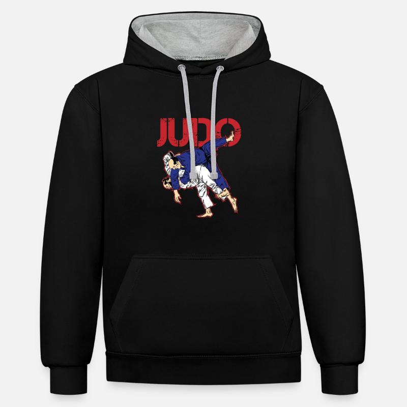 judo - Sweat à capuche contrasté - noir/gris chiné