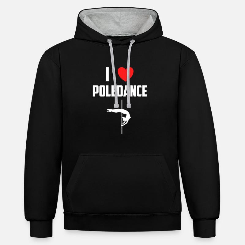 J'adore le poledancing - Sweat à capuche contrasté - noir/gris chiné
