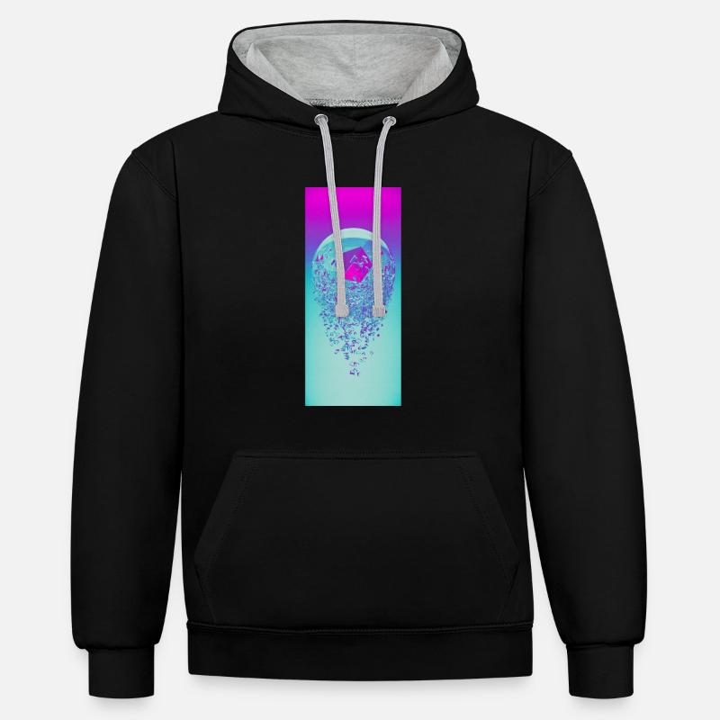 Neon Retro Splinter - Sweat à capuche contrasté - noir/gris chiné