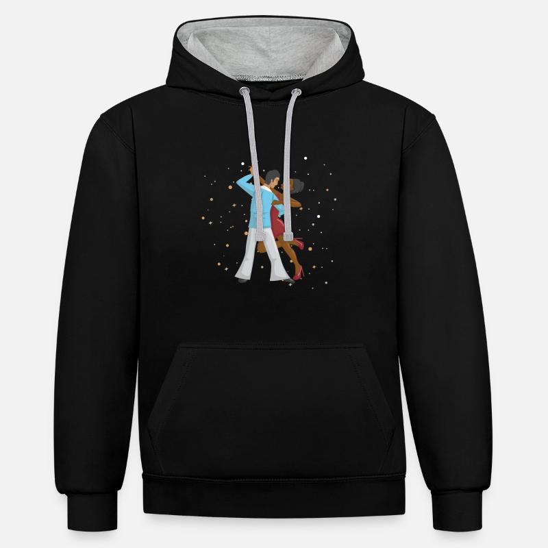 Couple danse salsa bachata - Sweat à capuche contrasté - noir/gris chiné