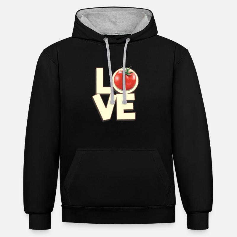 Tomate d'amour - Sweat à capuche contrasté - noir/gris chiné