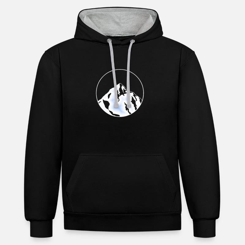 blauer Eis Gletscher - Kontrast-Hoodie - Schwarz/Grau meliert