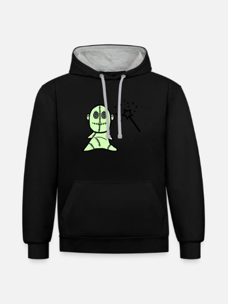 Voodoo Doll - Contrast hoodie - black/heather grey