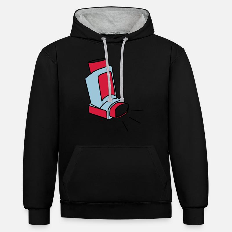 Asthmaspray - Kontrast-Hoodie - Schwarz/Grau meliert