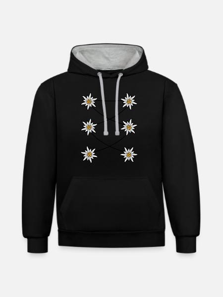 Dirndl apron Edelweiss - Contrast hoodie - black/heather grey