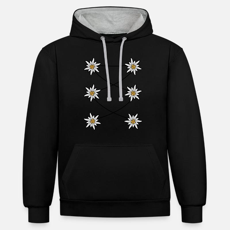 Tablier Dirndl Edelweiss - Sweat à capuche contrasté - noir/gris chiné