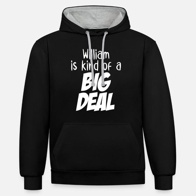 William ist eine große Sache - Kontrast-Hoodie - Schwarz/Grau meliert