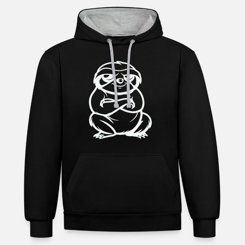 Bande dessinée de paresseux - Sweat à capuche contrasté - noir/gris chiné