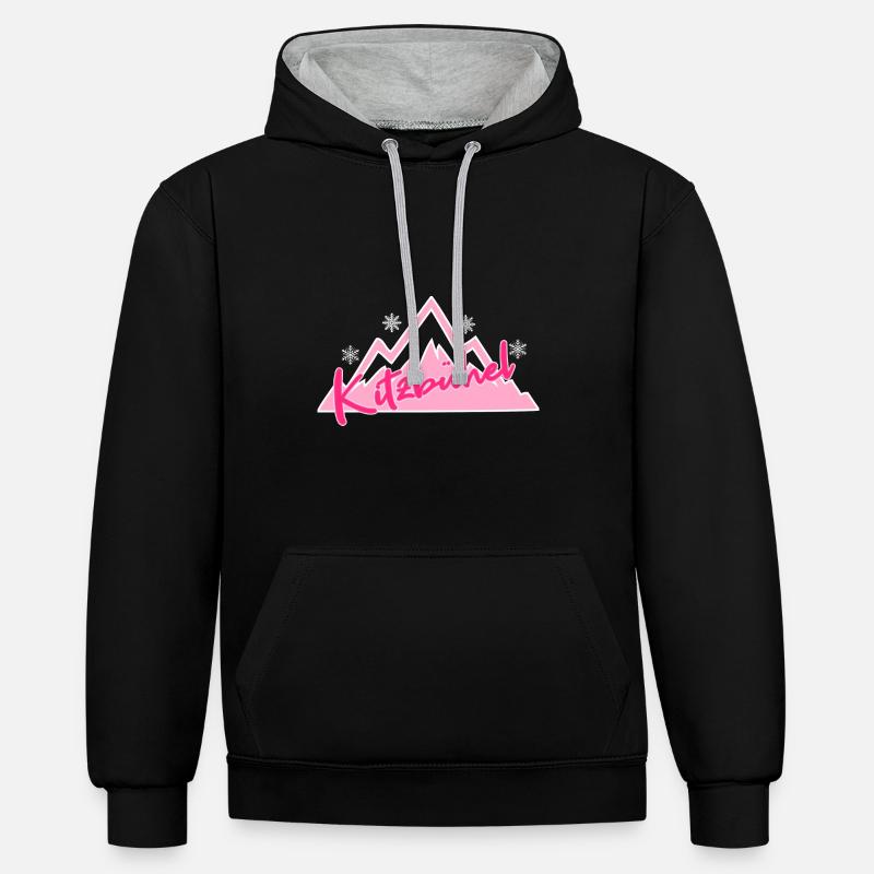 Kitzbühel - Sweat à capuche contrasté - noir/gris chiné