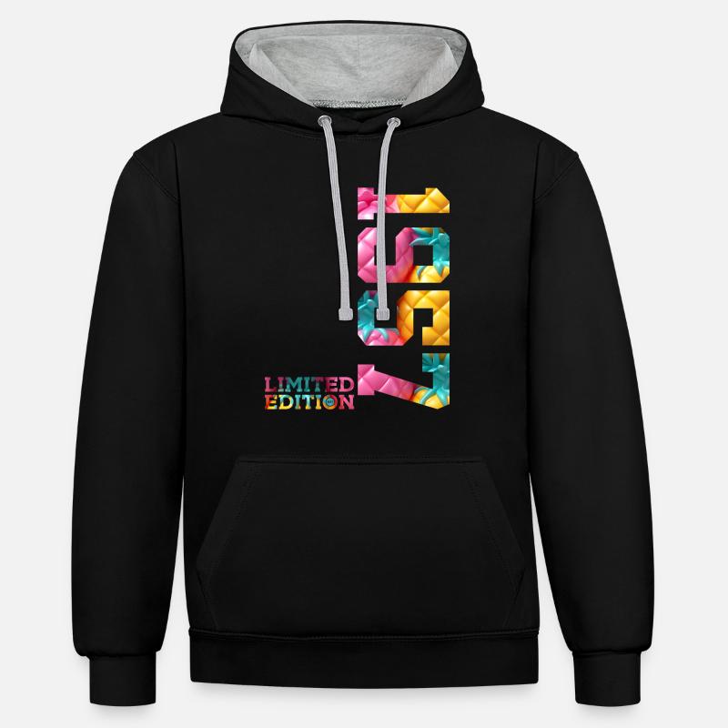 69E ANNIVERSAIRE ÉDITION LIMITÉE 1957 - Sweat à capuche contrasté - noir/gris chiné