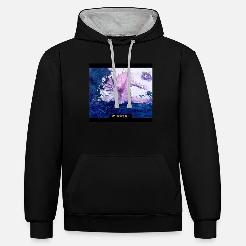OUI, C’EST DE L’ART. - Sweat à capuche contrasté - noir/gris chiné