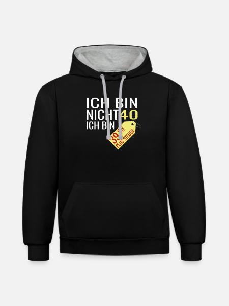 Je n'ai pas 40 ans j'ai 39 ans - 40 ans - Sweat à capuche contrasté - noir/gris chiné
