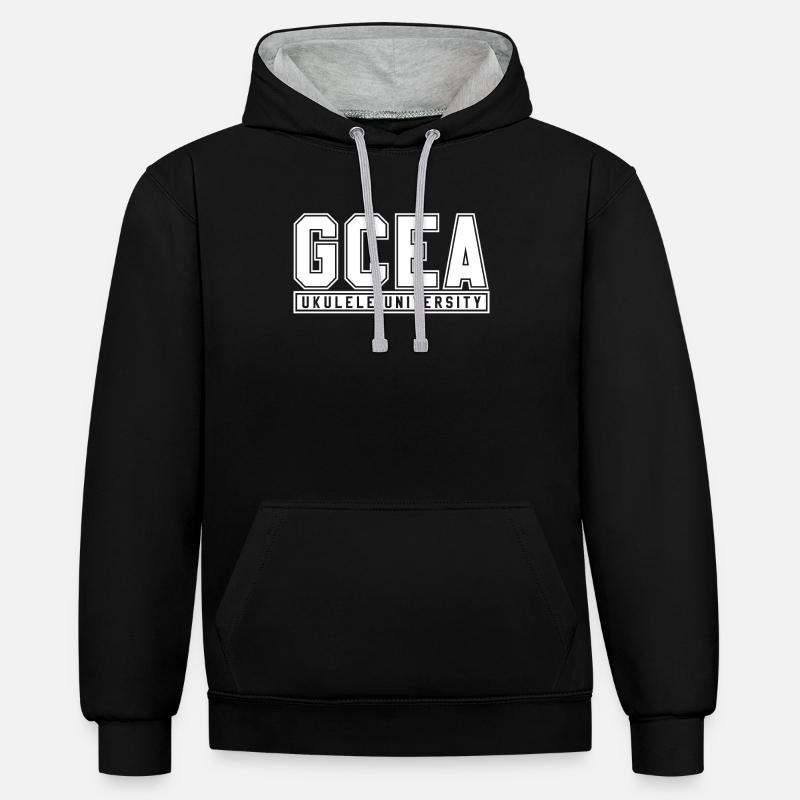ukulélé - Sweat à capuche contrasté - noir/gris chiné