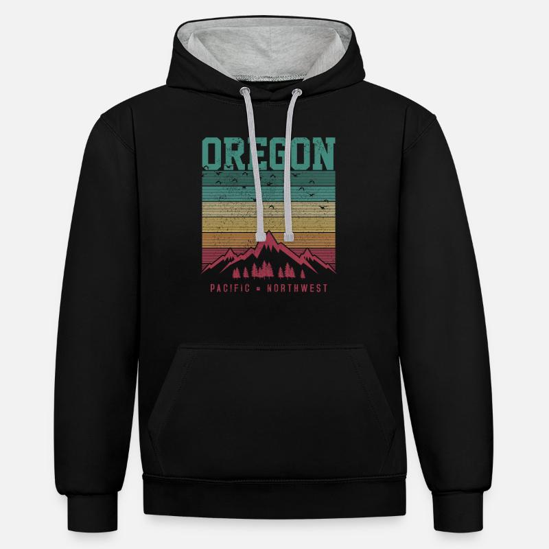 Oregon - Sweat à capuche contrasté - noir/gris chiné