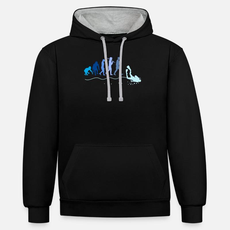 Diving evolution - Contrast hoodie - black/heather grey