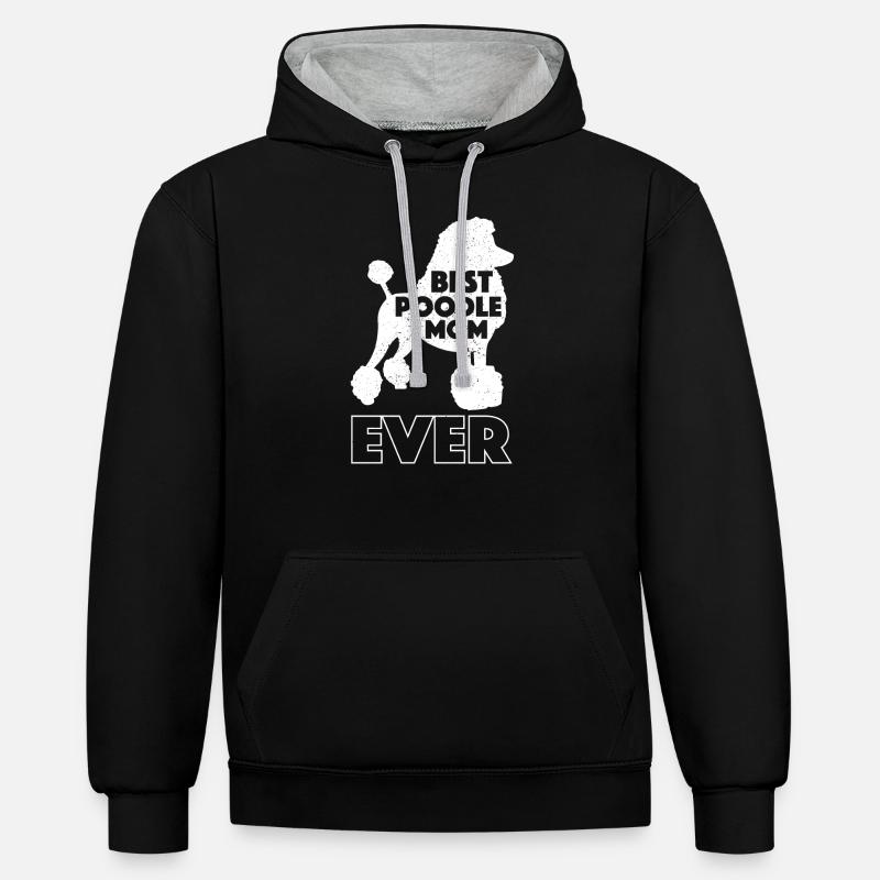 Drôle de caniche maman - Sweat à capuche contrasté - noir/gris chiné