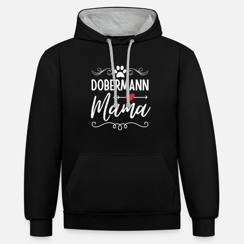Dobermann Mama Dobermann Amoureux - Sweat à capuche contrasté - noir/gris chiné