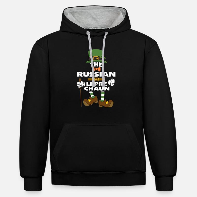 Le lutin russe Saint-Patrick - Sweat à capuche contrasté - noir/gris chiné