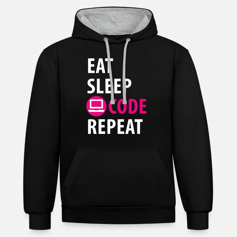 Programmierer, Entwickler, Coder - Kontrast-Hoodie - Schwarz/Grau meliert