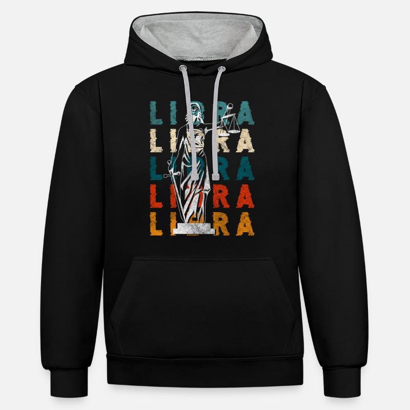 Sternzeichen Astro Eigenschaften - Kontrast-Hoodie - Schwarz/Grau meliert