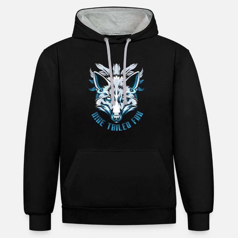 Neuf renards à queue - Sweat à capuche contrasté - noir/gris chiné