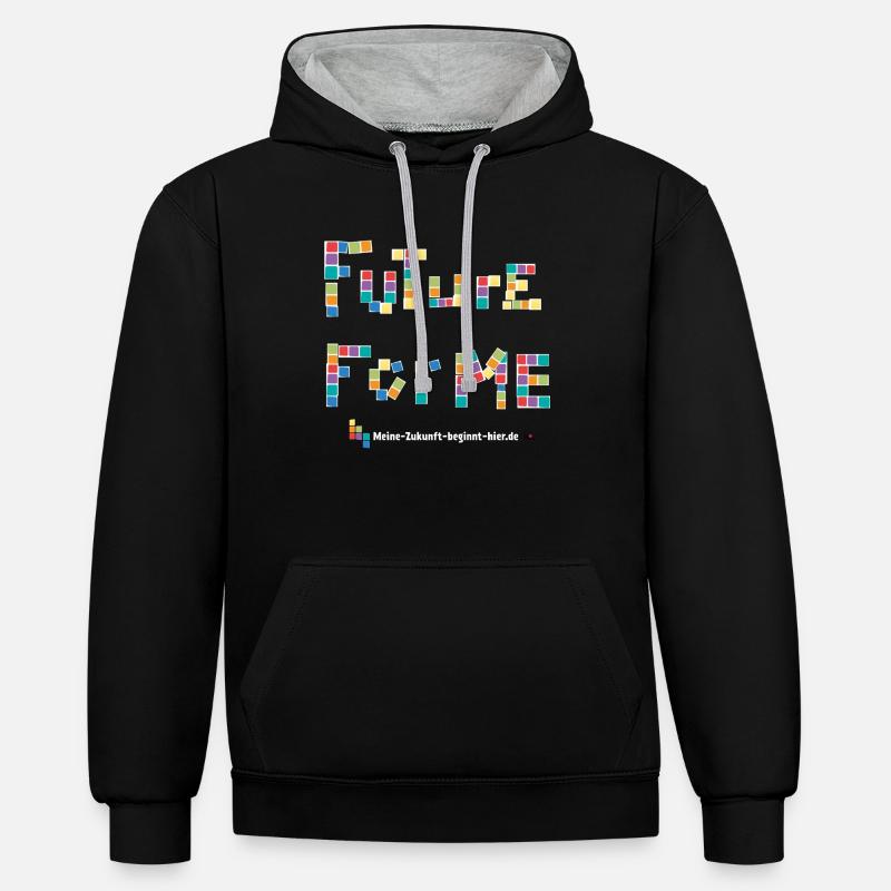 FUTUREFORME blanc - Sweat à capuche contrasté - noir/gris chiné